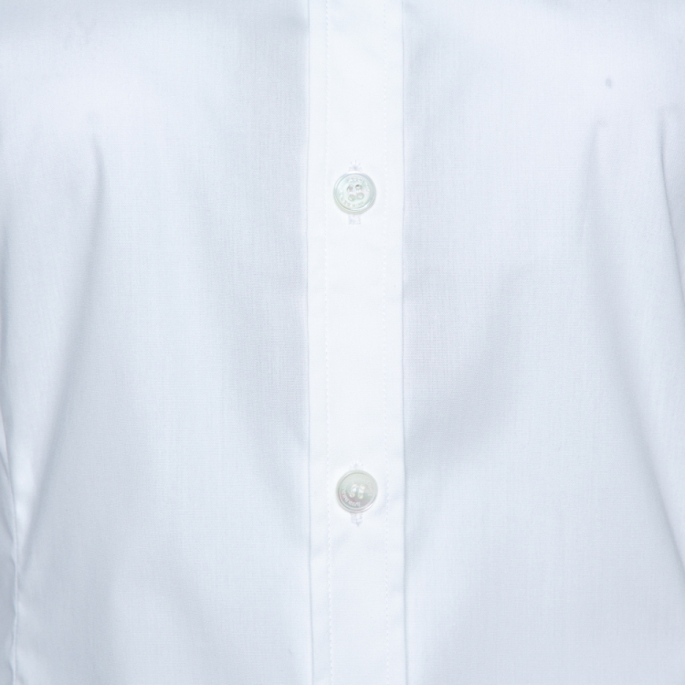 Pre Owned Burberry White Stretch Cotton Long Sleeve Shirt M