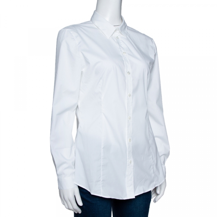 Burberry White Stretch Cotton Long Sleeve Shirt M Burberry | TLC