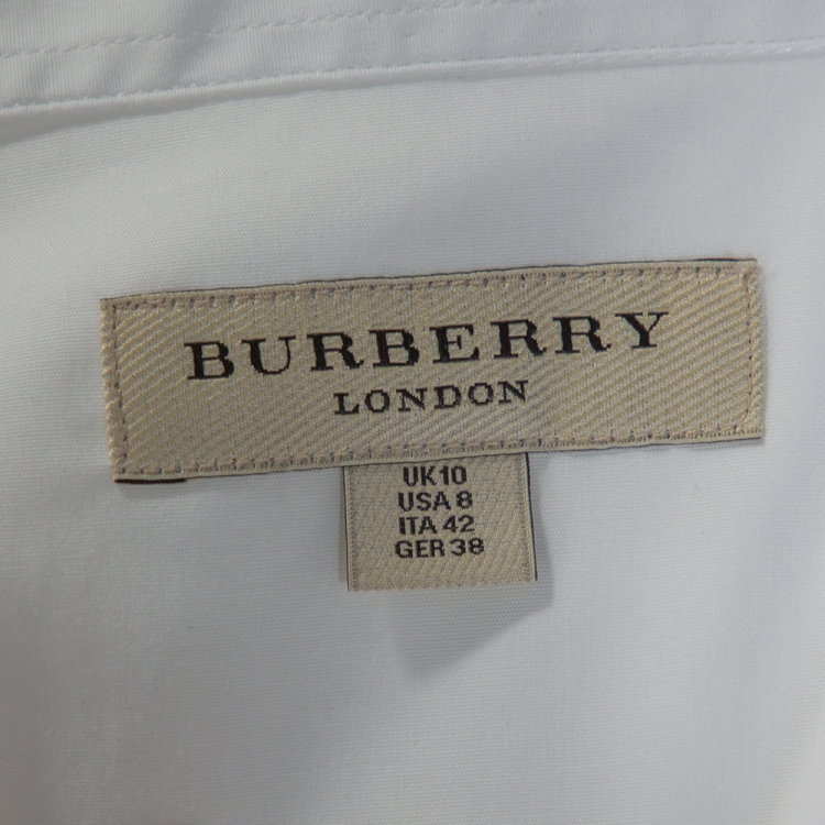 مملوكة مسبقًا Burberry White Stretch Cotton Long Sleeve Shirt M