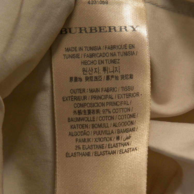 Pre Owned Burberry Stone Stretch Cotton Long Sleeve Shirt M