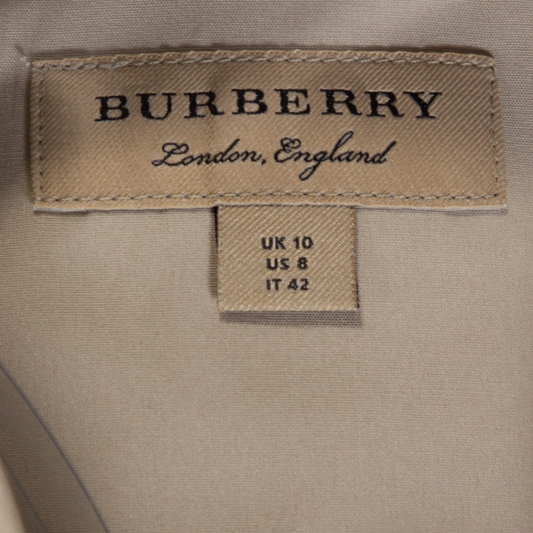 Pre Owned Burberry Stone Stretch Cotton Long Sleeve Shirt M