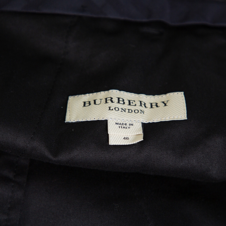 Pre Owned Burberry Black Wool Tailored Pants L