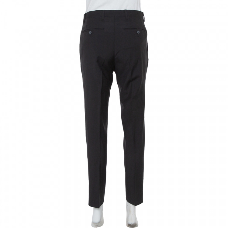 Pre Owned Burberry Black Wool Tailored Pants L