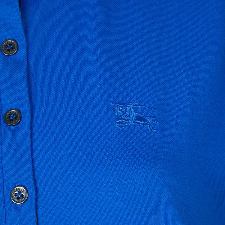 مملوكة مسبقًا Burberry Blue Peter Pan Collar Polo T-Shirt XL