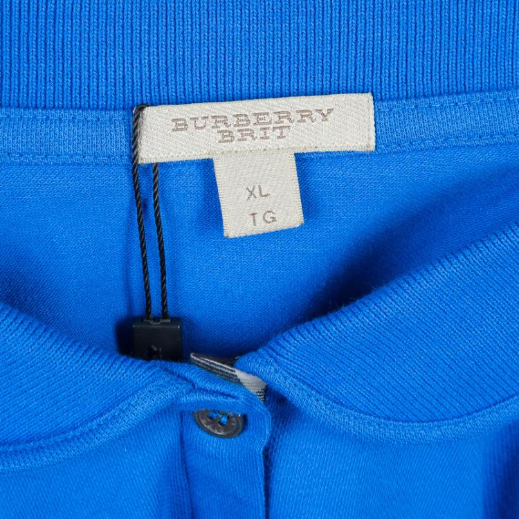 مملوكة مسبقًا Burberry Blue Peter Pan Collar Polo T-Shirt XL