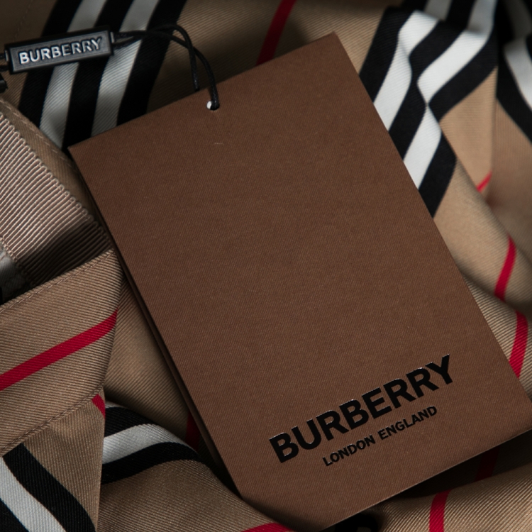 مملوكة مسبقًا Burberry Beige Icon Striped Pleat Detailed Skirt S