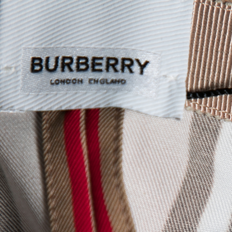 مملوكة مسبقًا Burberry Beige Icon Striped Pleat Detailed Skirt S
