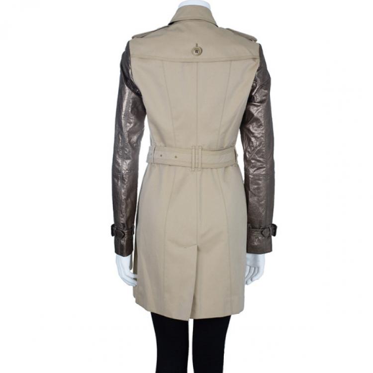 Pre Owned Burberry Taupe Metallic Trench Coat S