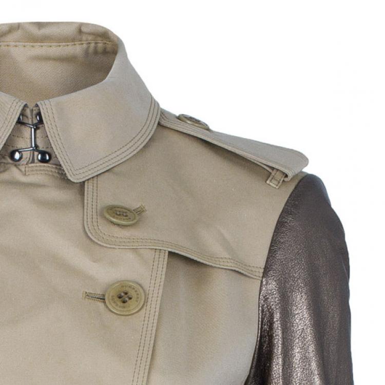 Pre Owned Burberry Taupe Metallic Trench Coat S
