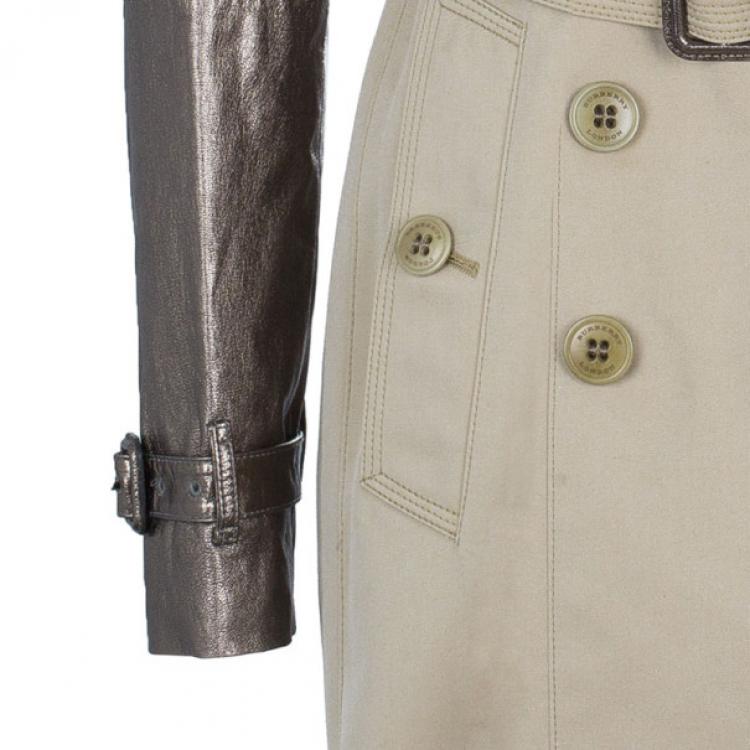 Pre Owned Burberry Taupe Metallic Trench Coat S