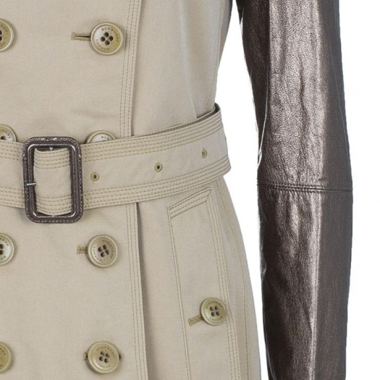 Pre Owned Burberry Taupe Metallic Trench Coat S