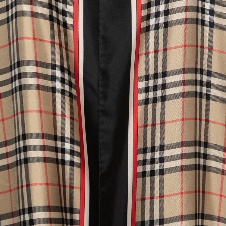 Pre Owned Burberry Archive Beige Vintage Check Silk Cape OS