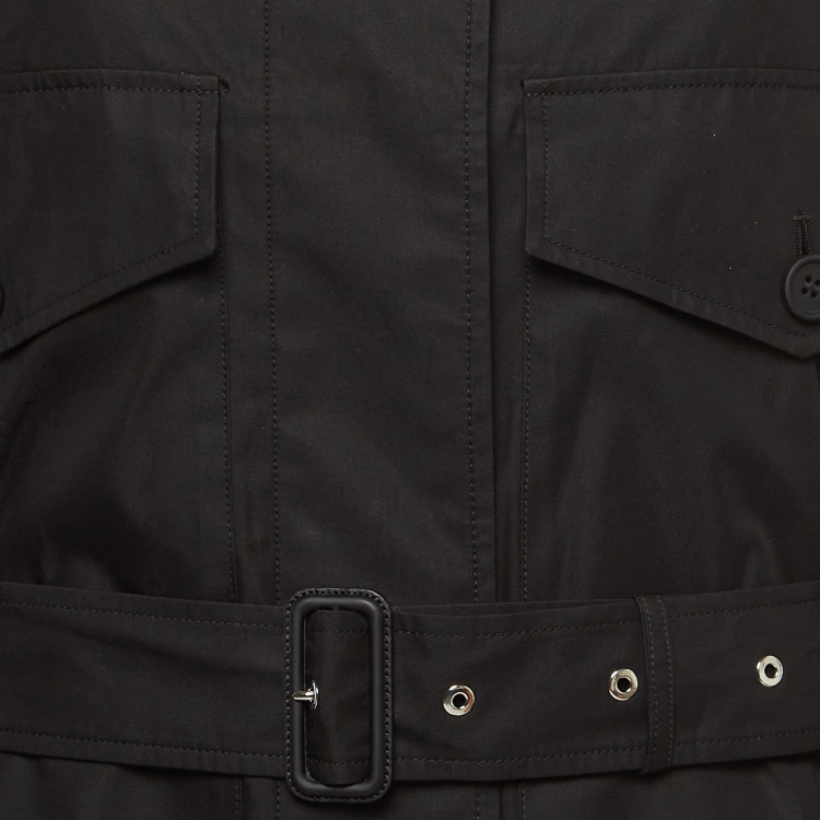 Pre Owned Burberry Black Gabardine Swingate Belted Trench Coat M