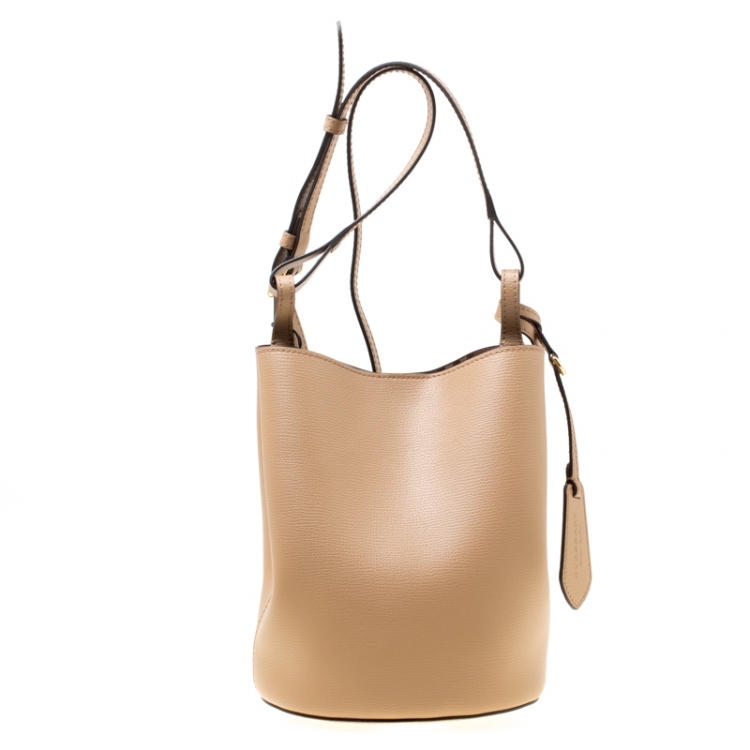 Pre Owned  Burberry Brown Leather Crossbody Bucket Bag