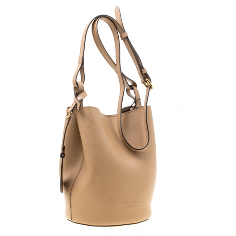 Pre Owned  Burberry Brown Leather Crossbody Bucket Bag
