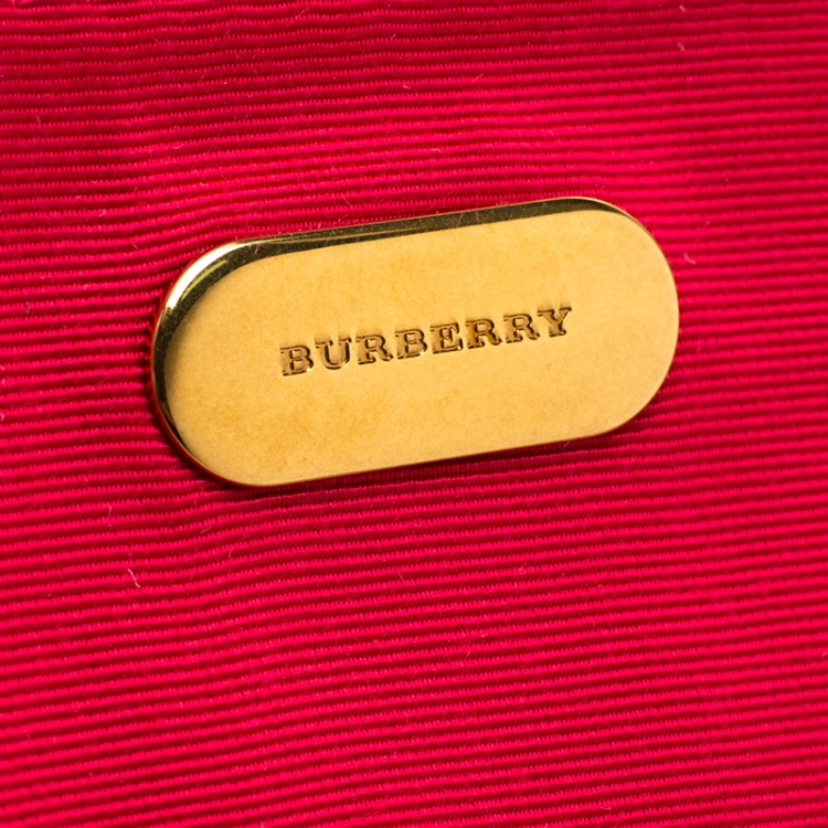 Pre Owned Burberry Coral Pink Leather Pin Clutch