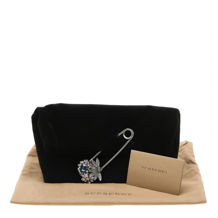 Pre Owned Burberry Black Fabric Crystal Pin Clutch