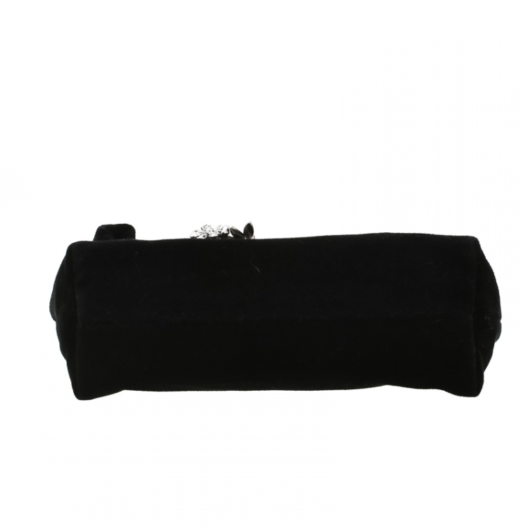 Pre Owned Burberry Black Fabric Crystal Pin Clutch