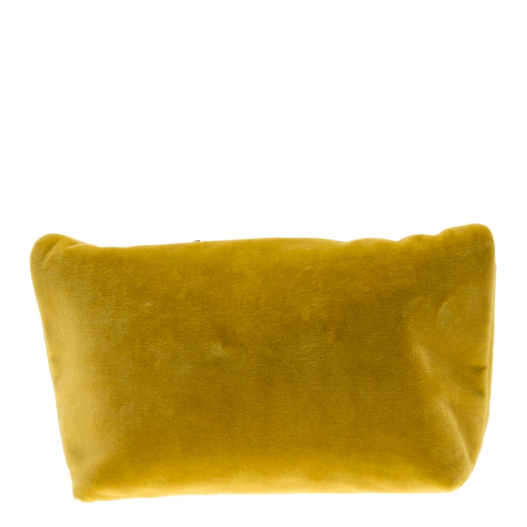 Pre Owned Burberry Mustard Velvet Crystal Embellished Pin Clutch