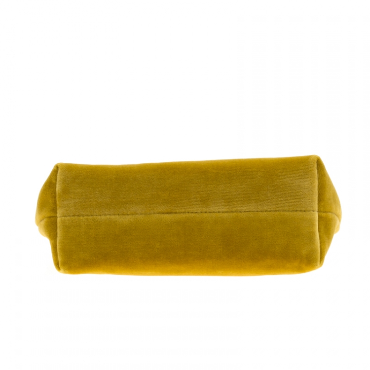Pre Owned Burberry Mustard Velvet Crystal Embellished Pin Clutch