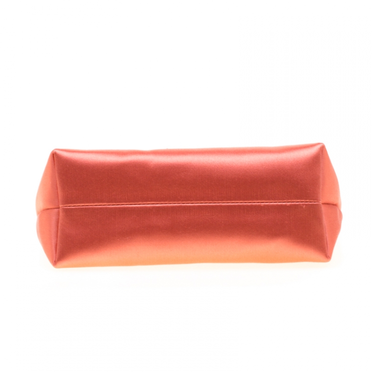 Pre Owned Burberry Peach Satin Crystal Embellished Pin Clutch