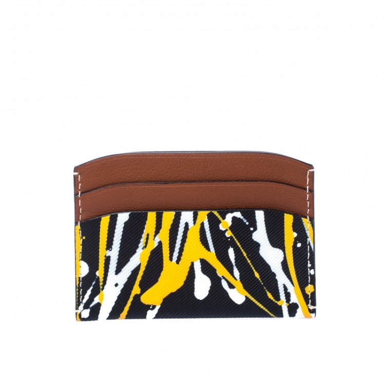Pre Owned Burberry Multicolor Printed Leather Cardholder
