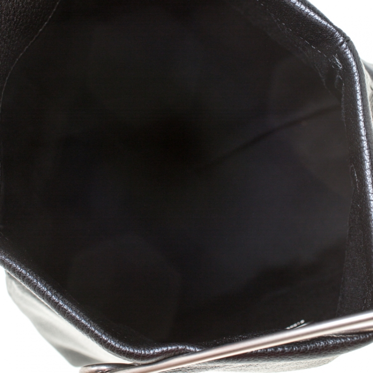 Pre Owned Burberry Black Leather Pin Clutch