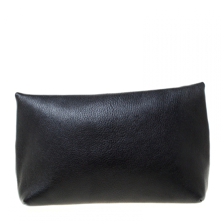 Pre Owned Burberry Black Leather Pin Clutch