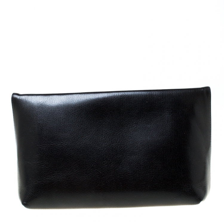 Pre Owned Burberry Black Leather Pin Clutch