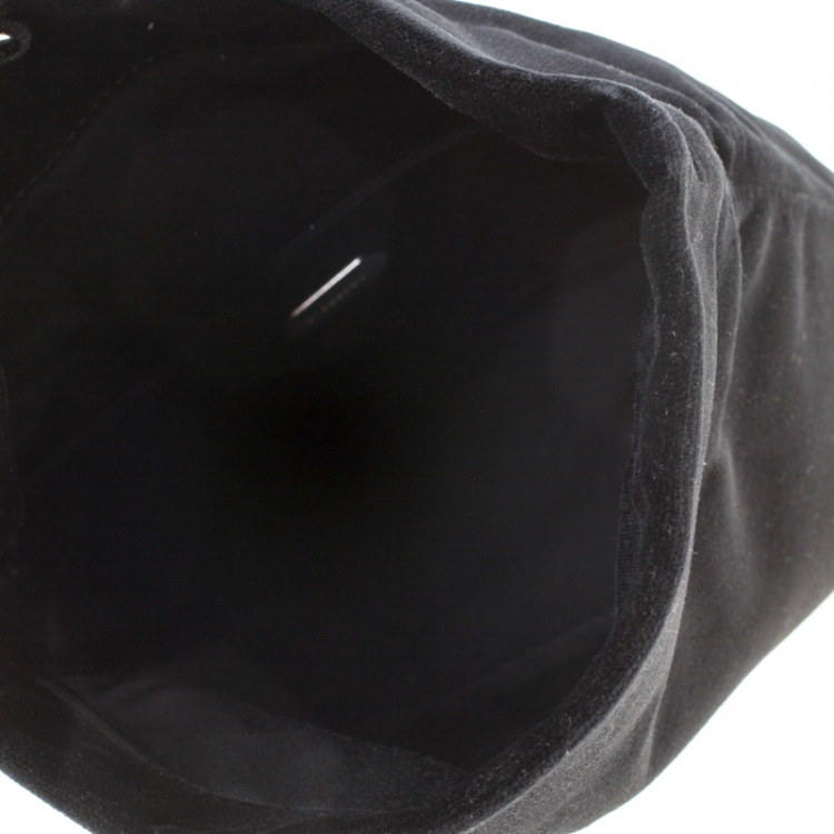 Pre Owned Burberry Black Velvet Crystal Embellished Pin Clutch
