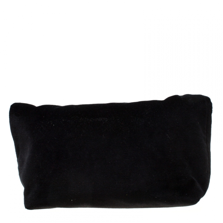 Pre Owned Burberry Black Velvet Crystal Embellished Pin Clutch