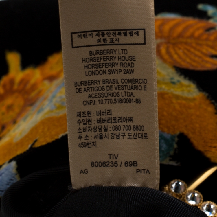 Pre Owned Burberry Multicolor Floral Print Velvet Crystal Embellished Pin Clutch