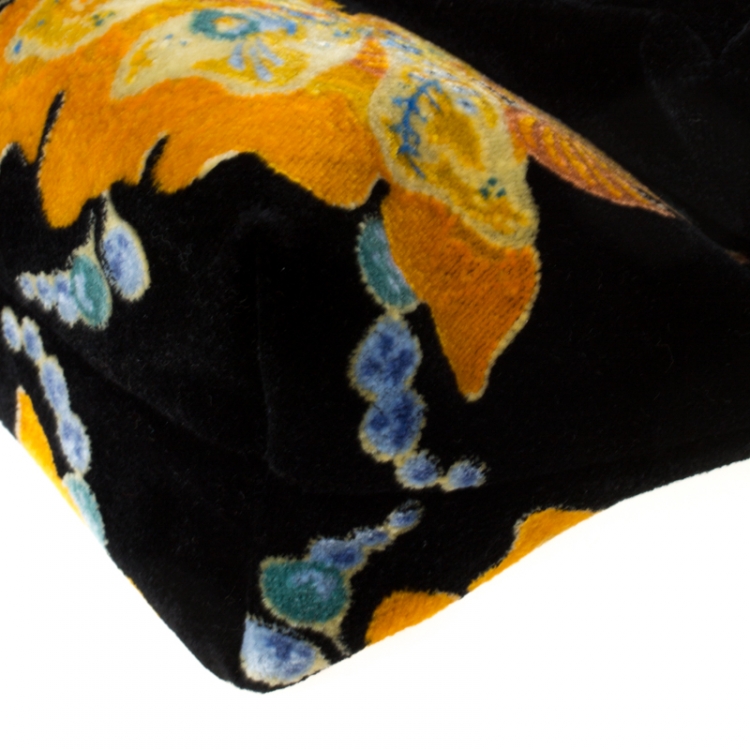 Pre Owned Burberry Multicolor Floral Print Velvet Crystal Embellished Pin Clutch