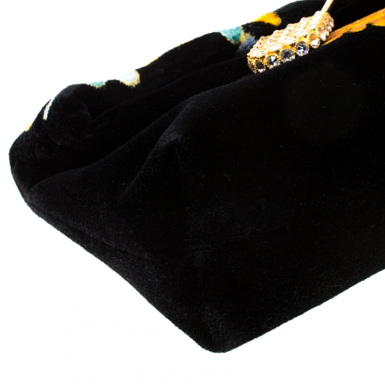 Pre Owned Burberry Multicolor Floral Print Velvet Crystal Embellished Pin Clutch
