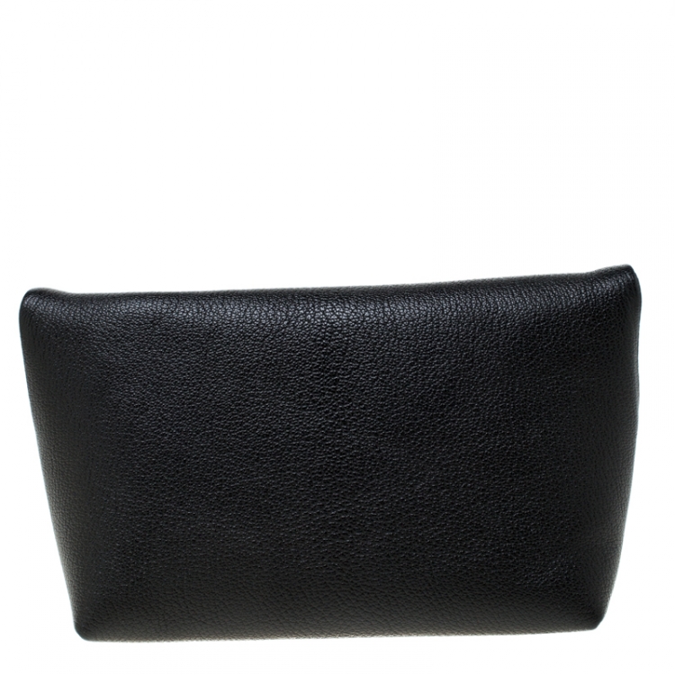 Pre Owned Burberry Black Leather Crystal Embellished Pin Clutch