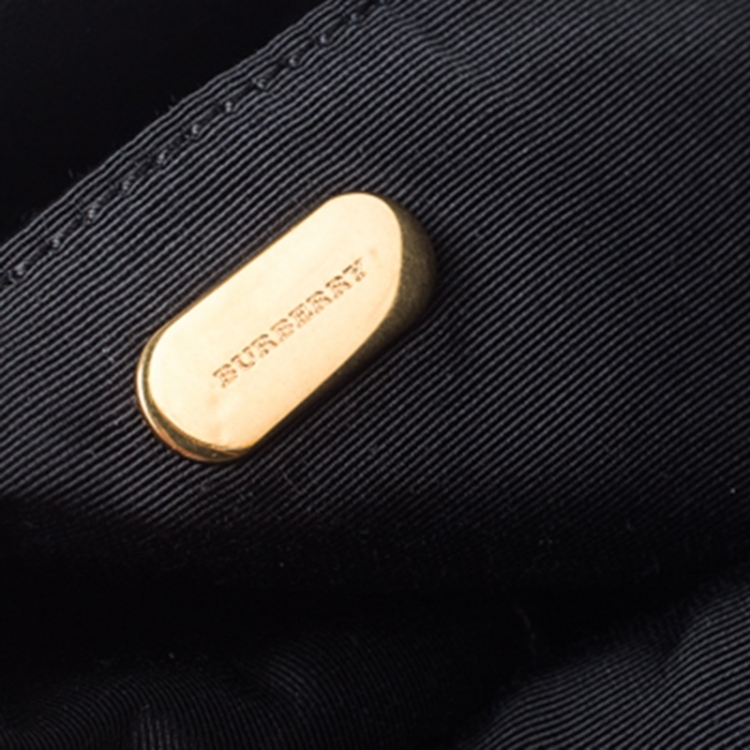 Pre Owned Burberry Black Leather Crystal Embellished Pin Clutch