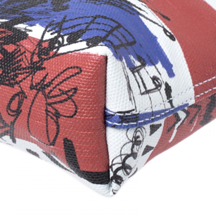 Pre Owned Burberry Multiolor Coated Canvas Doodle Print Wristlet Pouch