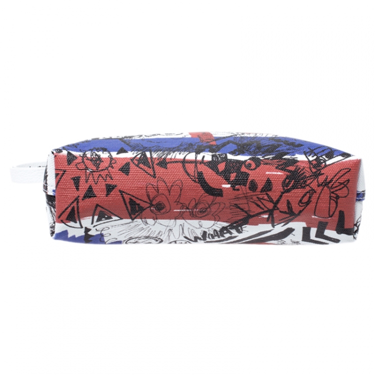 Pre Owned Burberry Multiolor Coated Canvas Doodle Print Wristlet Pouch