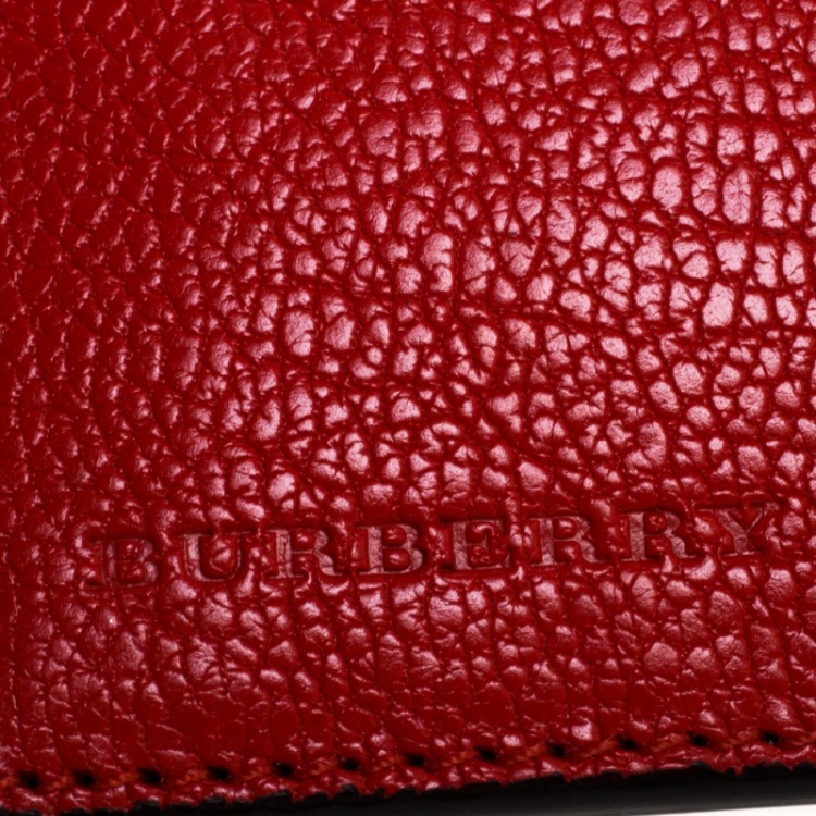 مملوكة مسبقًا Burberry Red/White Leather Alwyn Zip Card Holder