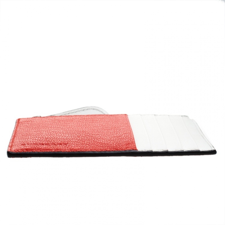 مملوكة مسبقًا Burberry Red/White Leather Alwyn Zip Card Holder
