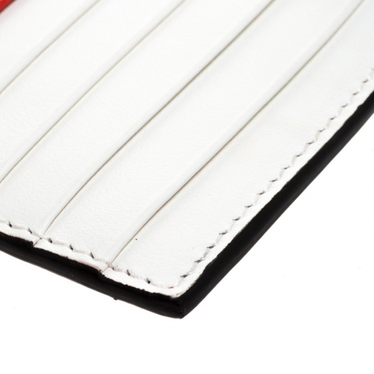 مملوكة مسبقًا Burberry Red/White Leather Alwyn Zip Card Holder