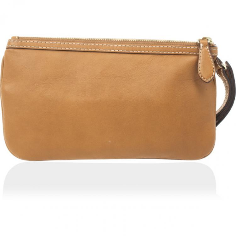 Pre Owned Burberry Calf Leather Rope Webbing Fuller Wristlet