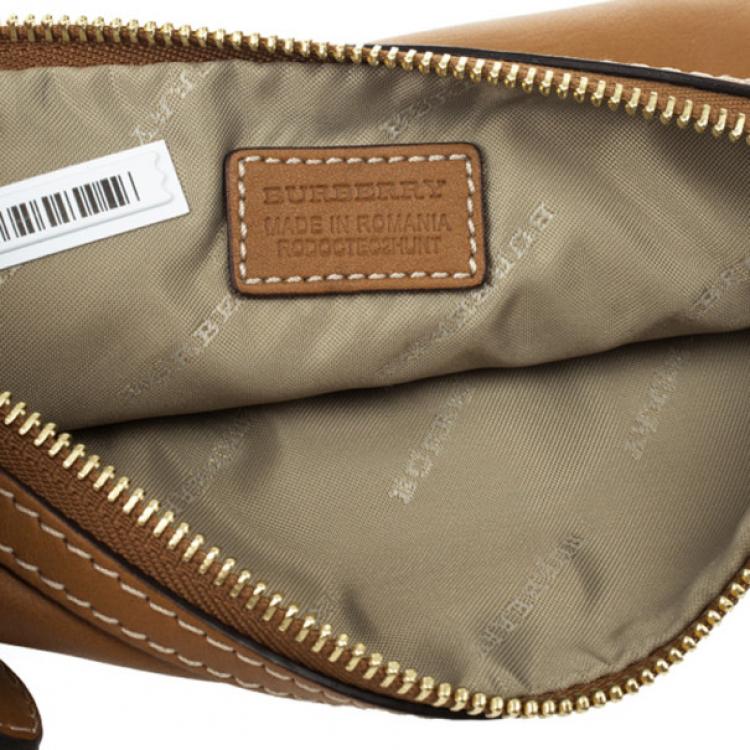 Pre Owned Burberry Calf Leather Rope Webbing Fuller Wristlet