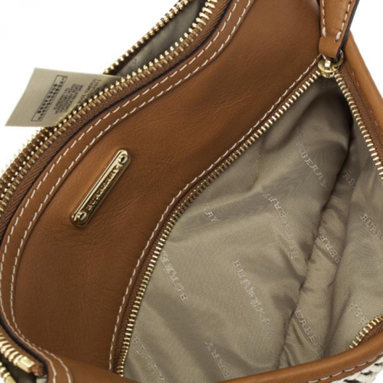 Pre Owned Burberry Calf Leather Rope Webbing Fuller Wristlet