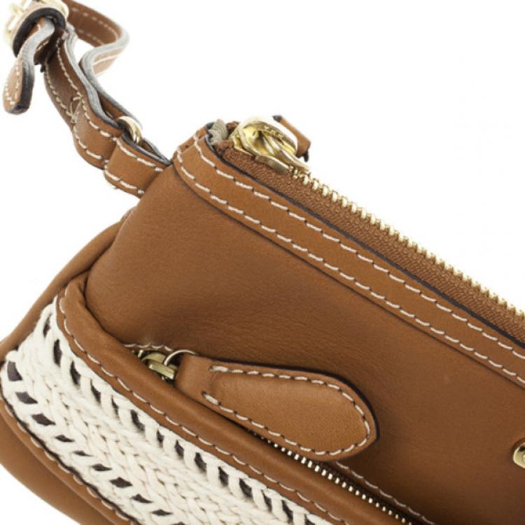 Pre Owned Burberry Calf Leather Rope Webbing Fuller Wristlet