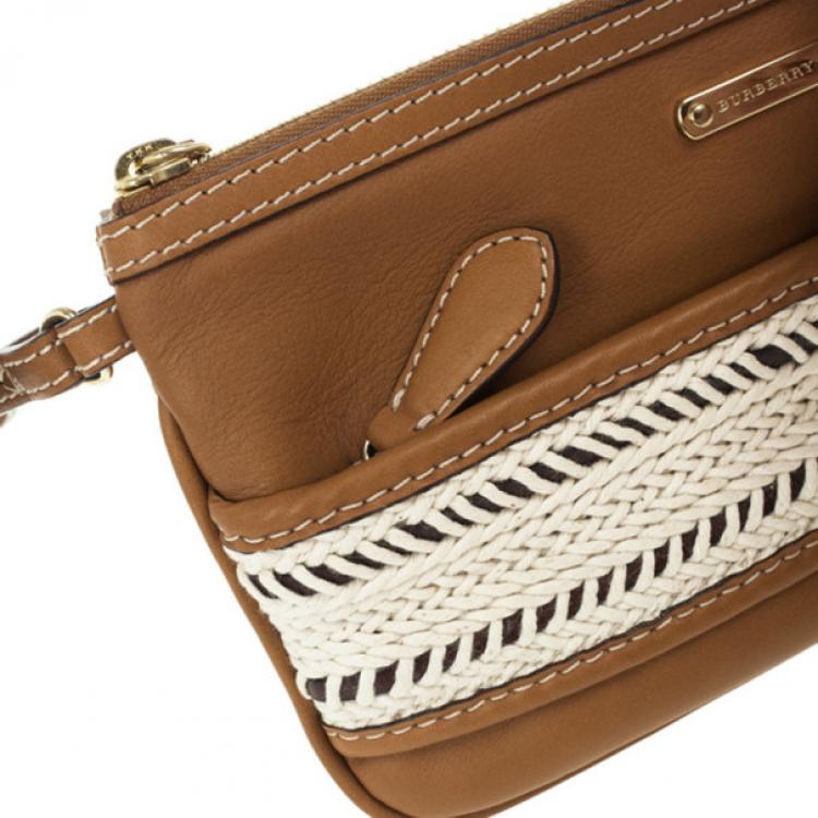 Pre Owned Burberry Calf Leather Rope Webbing Fuller Wristlet