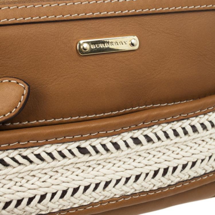 Pre Owned Burberry Calf Leather Rope Webbing Fuller Wristlet