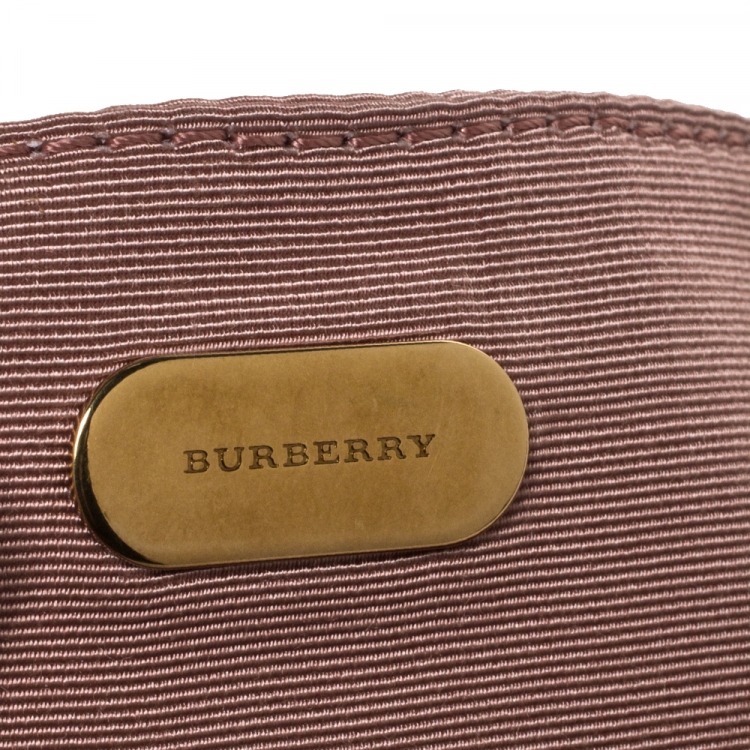 Pre Owned Burberry Coral Orange Satin Crystal Embellished Pin Clutch