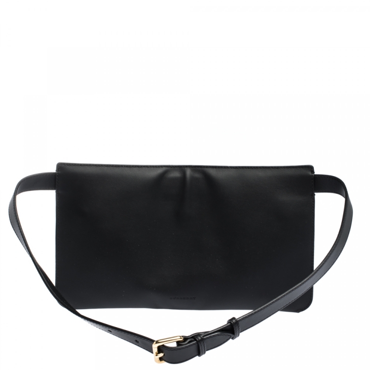 Pre Owned Burberry Black Leather Slim Belt Bag