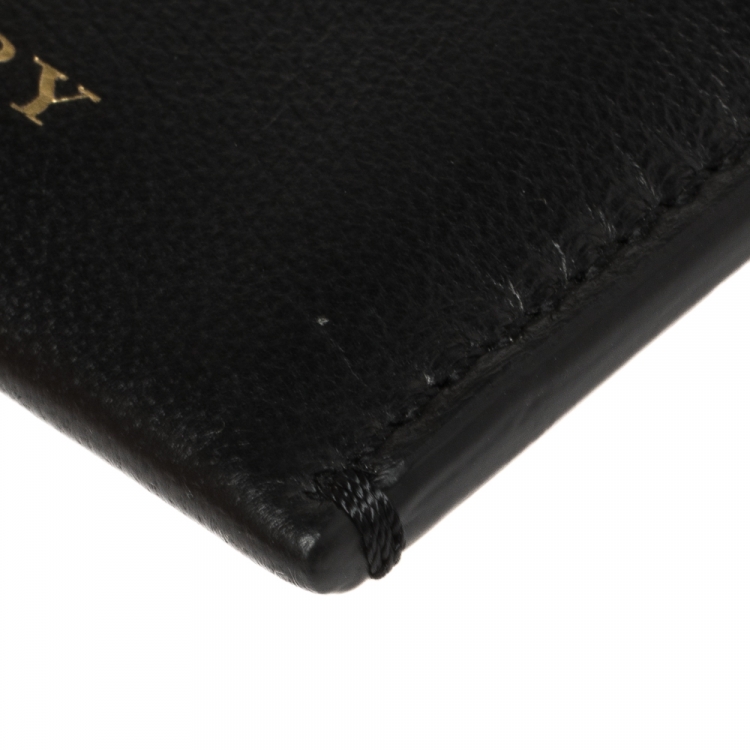 Pre Owned Burberry Black Leather and Check Canvas Izzy Card Holder